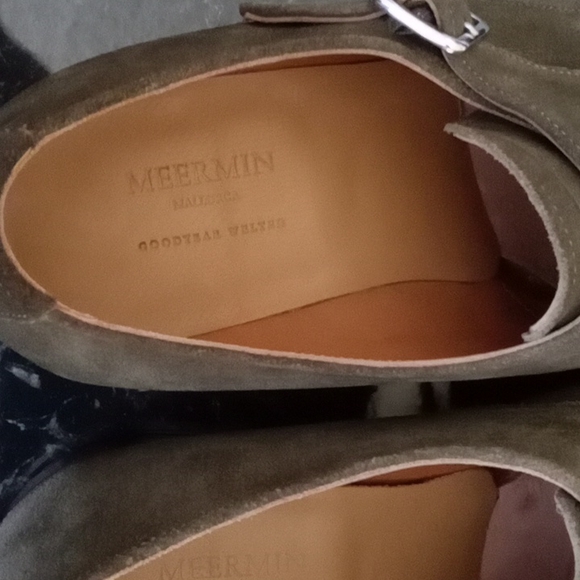 Custom handmade in Mallorca Spain, a special dark Olive suede double strap - Picture 7 of 9